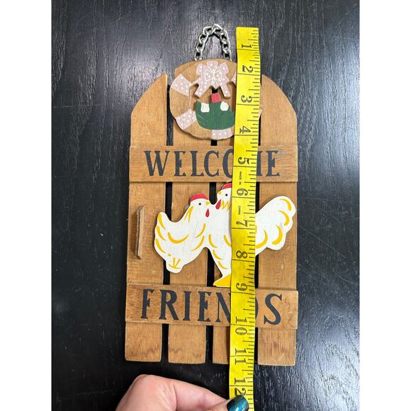 Vintage- Welcome Sign- Chickens- farmhouse tulips- wooden mini wall hanger - Picture 5 of 5